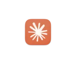 Orange rounded-square app icon with a white starburst symbol in the center
