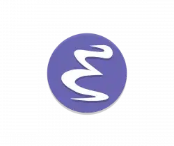 Logo: white zigzag swoosh on a purple circular background.