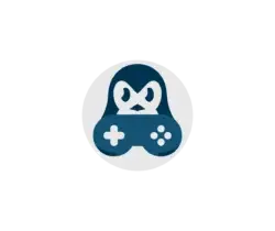 Blue game controller icon with white buttons on a light background, representing gaming control.