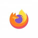 Mozilla Firefox logo: an orange fox circling a blue globe on a black background.