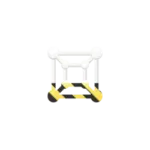 Barrier or barricade with yellow and black hazard stripes blocking entry