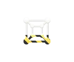 Barrier or barricade with yellow and black hazard stripes blocking entry