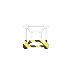 Barrier or barricade with yellow and black hazard stripes blocking entry