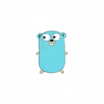 Playful blue cartoon rodent standing upright with large eyes and prominent teeth (cute character).