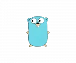 Playful blue cartoon rodent standing upright with large eyes and prominent teeth (cute character).
