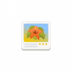 Award badge with an orange flower icon on a gradient blue-to-yellow background and a five-star rating.