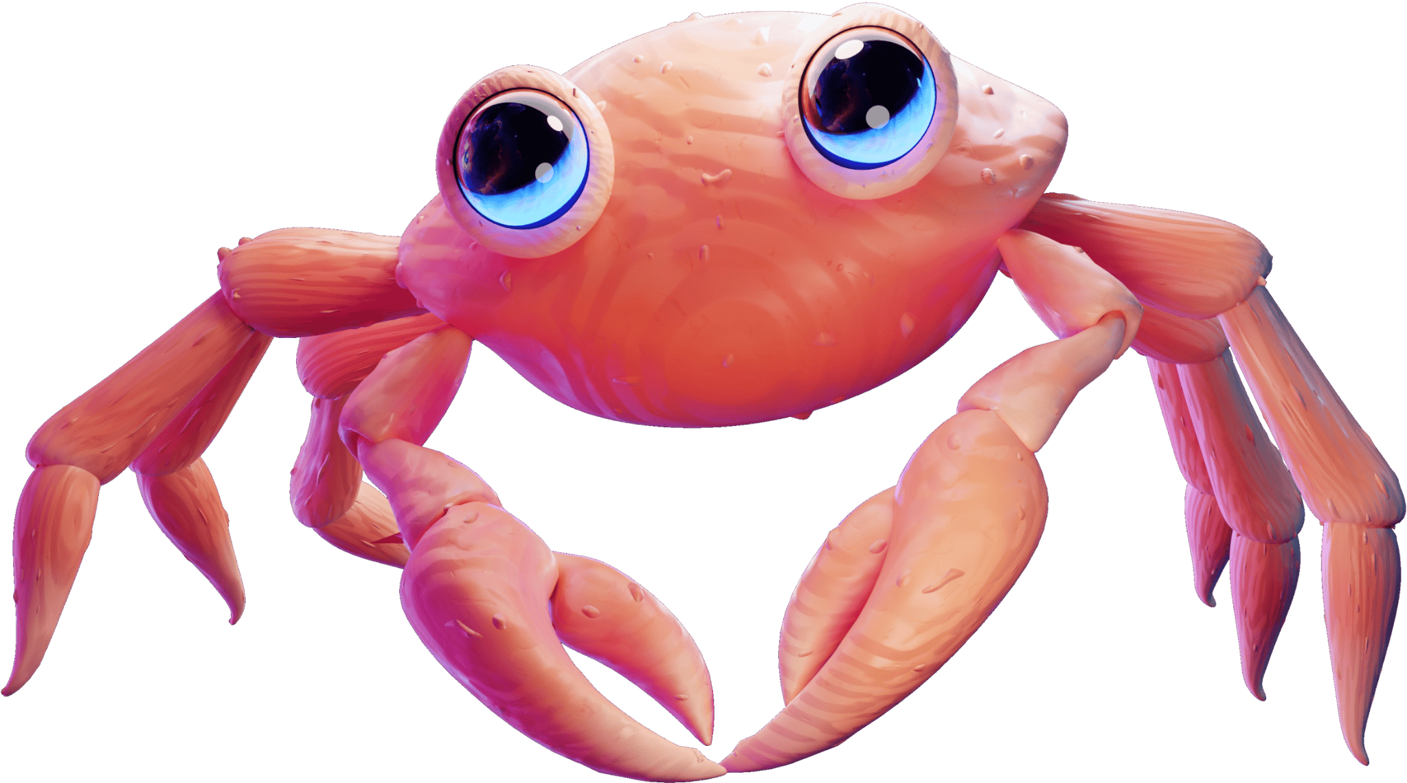 image - Open Source Society Malta Cartoon pink crab with oversized blue eyes, facing the camera in a close-up