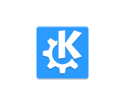 KDE logo: white K with a gear on a blue rounded-square background