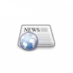 Newspaper and globe icon representing world news or global news updates.