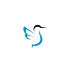 Abstract blue and gray logo centered on a black background on white page context is missing the color contrast; Abstract blue and gray logo on a black background.