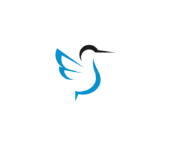 Abstract blue and gray logo centered on a black background on white page context is missing the color contrast; Abstract blue and gray logo on a black background.