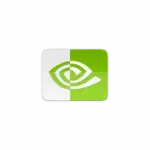 Rounded-rectangle logo split white (left) and green (right) with an abstract white eye motif in the center.