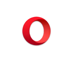 Opera browser logo: a red circular 'O' on a black background.