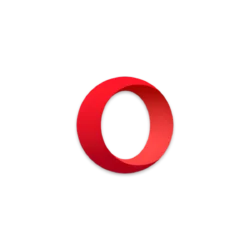 Opera browser logo: a red circular 'O' on a black background.