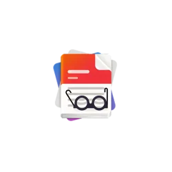 Stack of colorful papers with a pair of reading glasses on top