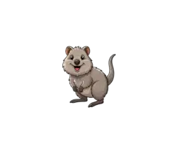 Cute cartoon brown ferret standing on hind legs, smiling at the viewer.