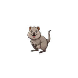Cute cartoon brown ferret standing on hind legs, smiling at the viewer.