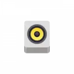 Speaker icon on a gray rectangular device representing audio output or volume control.