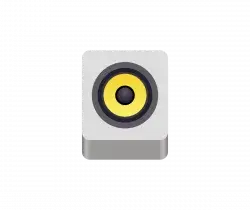 rhythmbox-logo-250x250-1 - Open Source Society Malta Speaker icon on a gray rectangular device representing audio output or volume control.
