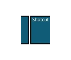 Shotcut logo: two teal blocks with the word 'Shotcut' on the right block.