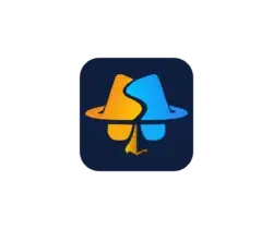 sniffnet-logo-250x250-1 - Open Source Society Malta Abstract app icon: two interlocking curved shapes in yellow and blue on a dark blue rounded square background, forming a playful emblem.