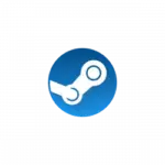 Blue circle Steam logo with a white stylized valve graphic.