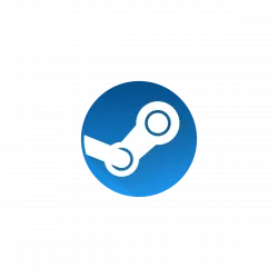 Blue circle Steam logo with a white stylized valve graphic.