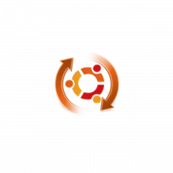 Circular orange arrows forming a loop around a central gear, symbolizing automated processes.