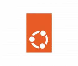 Orange rectangular card with a black dotted circular emblem in the center on a black background.