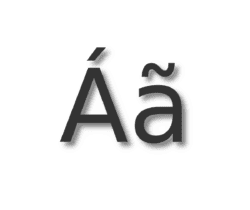 Large Á and ã characters on a dark background.