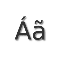 Large Á and ã characters on a dark background.