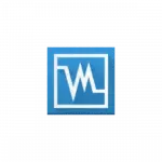 Logo: blue square with white, stylized 'WM' initials inside a lighter frame.