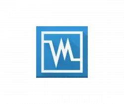 Logo: blue square with white, stylized 'WM' initials inside a lighter frame.