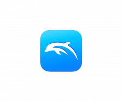 dolphin-emu-logo-250x250-7 - Open Source Society Malta Blue rounded-square app icon with a black dolphin silhouette centered on a gradient blue background.